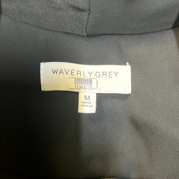 WAVERLY GREY Bella Floral Applique Dot Jacquard Blazer Shawl Lapel Size M - Picture 5 of 7